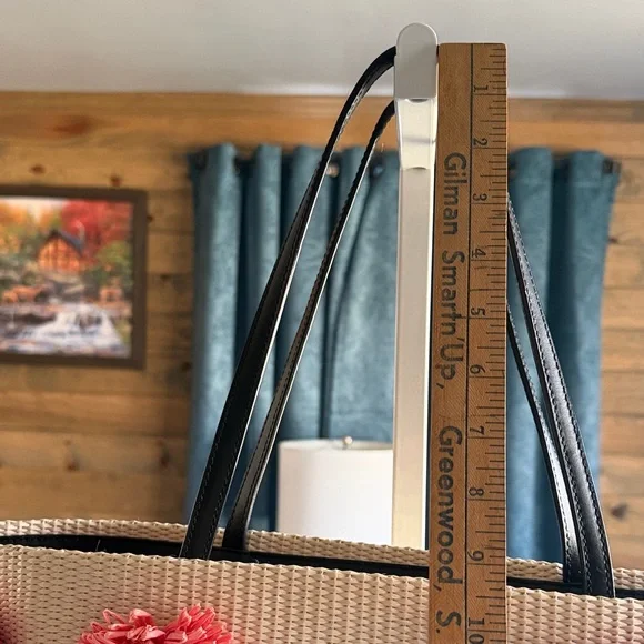 Kate Spade Beige Straw Tote with Red and Pink Floral Design - Picture 9 of 15